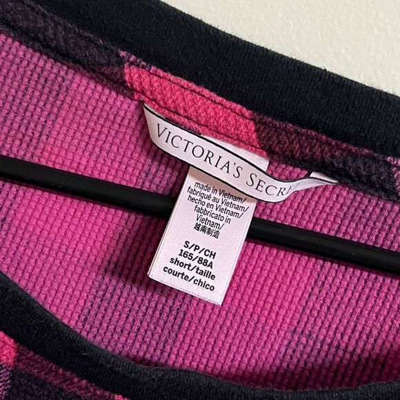 VS 2 piece Plaid Waffle Thermal Pajamas Set Small - Picture 3 of 7